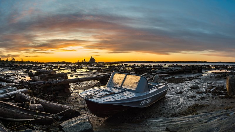 соловки, остров, соловецкие острова, утро, белое море, кемь, отлив, восход, фильм остров, фильм лунгина, храм, катер, рабочеостровск, церковь, ник васильев, Отлив.photo preview