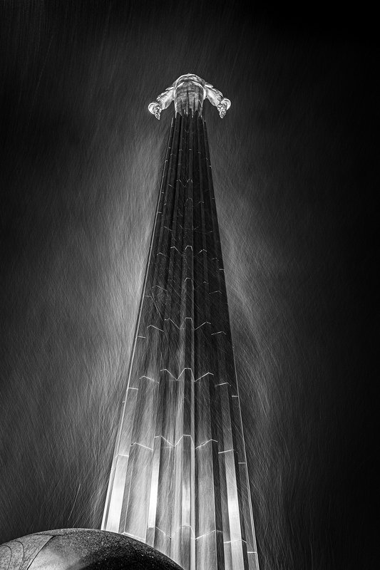 москва, город, памятник, гагарин, снег, ночь Москва. Памятник Юрию Гагарину.photo preview