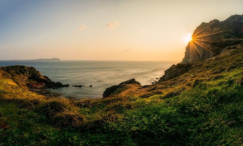 landscape The first light at Mt. Sunrise, Jeju Island.photo preview
