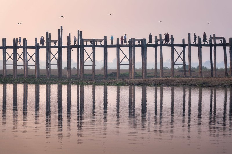 amarapura, ancient, architecture, asia, asian, beautiful, bein, birds, boat, bridge, burma, burmese, culture, dawn, footbridge, lake, landmark, landscape, mandalay, morning, myanmar, nature, peaceful, people, pink, reflection, river, rural, silhouette, sk Samsaraphoto preview