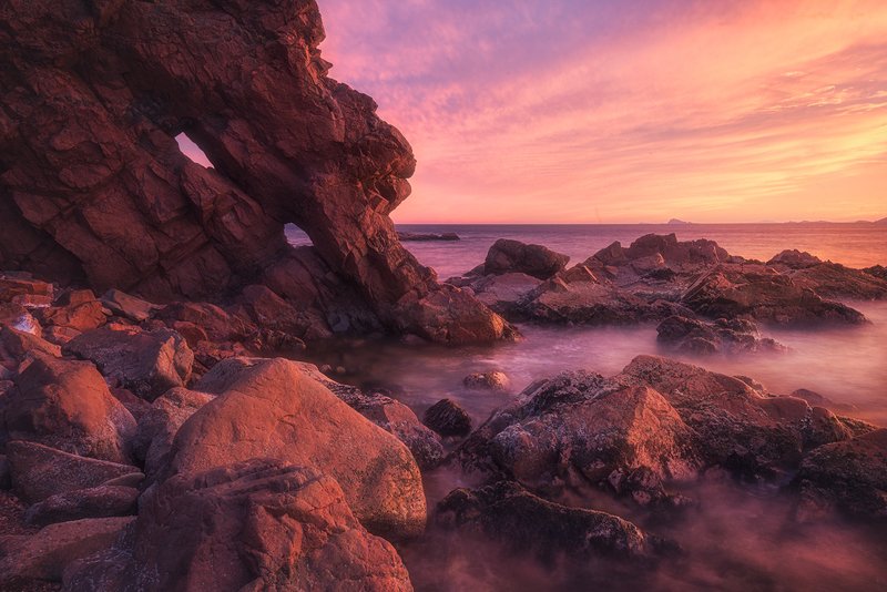 закат краски свет море остров шкота кекур камни волны пейзаж вечер морской пейзаж россия владивосток фото ,,Скалы о.Шкота,,photo preview