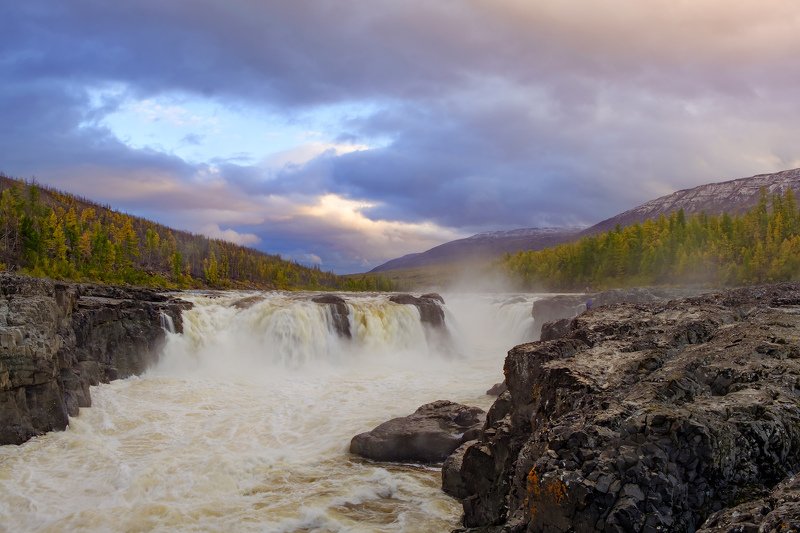 путорана, fujifilm, водопад. Большой Курейский водопад. Плато Путорана. фото превью