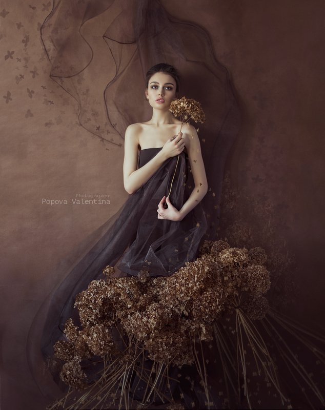 женский портрет, сухоцвет, портрет, арт Анастасияphoto preview