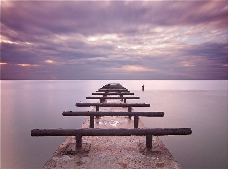 одесса, пирс, море, рыбак Одиночество.photo preview