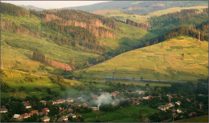 карпаты, закат, железная дорога ***photo preview