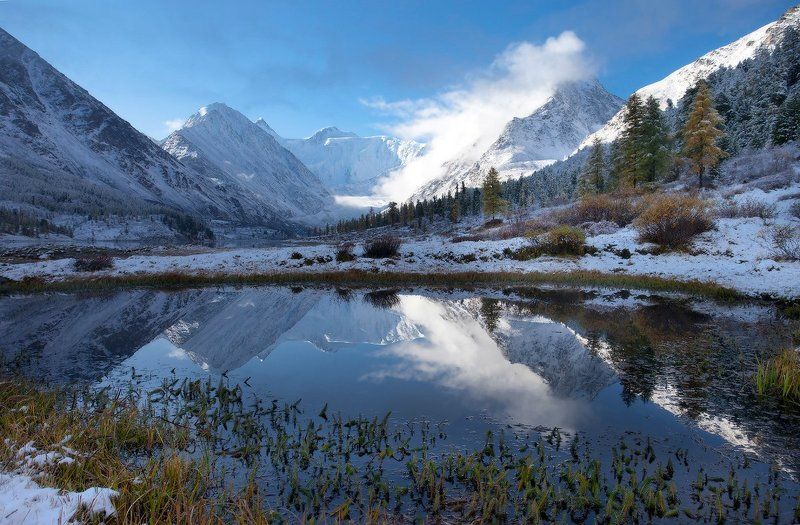 алтай, горный алтай, горы, пейзаж, осень, ак-кем, белуха Осенне-зимнее утроphoto preview