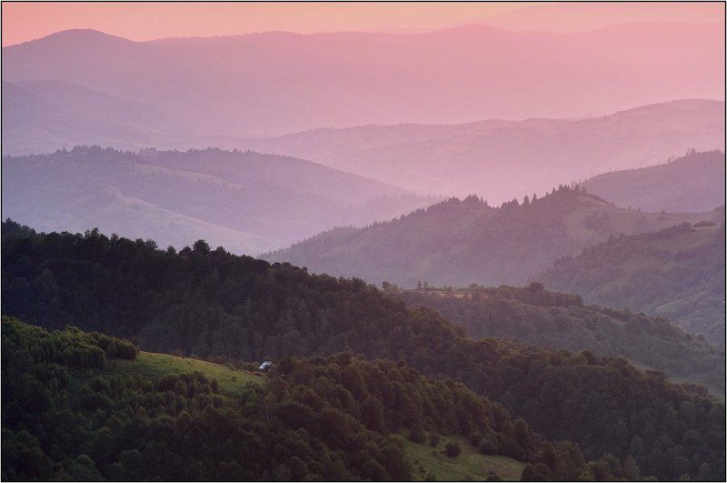 карпаты, закат, домик О карпатском закате и домикеphoto preview