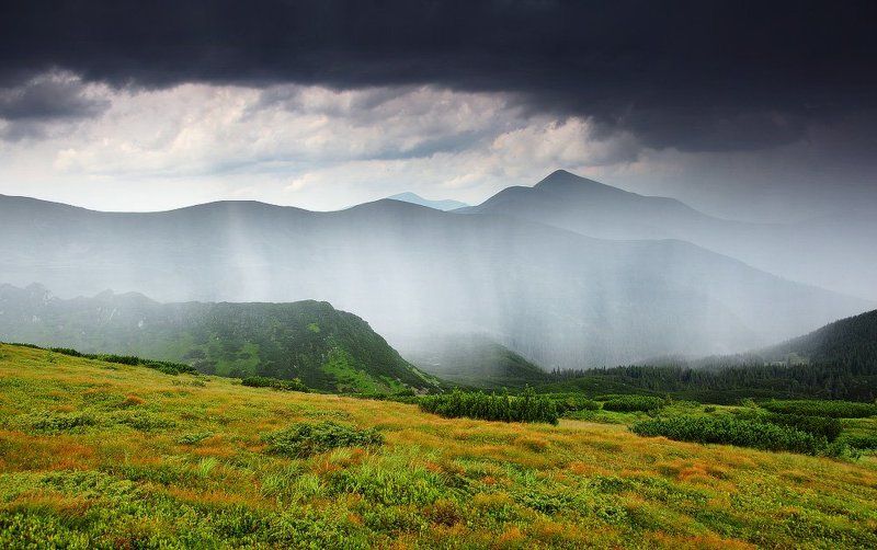 карпаты, горы, , украина, черногора, говерла, дождь, гроза Занавесьphoto preview
