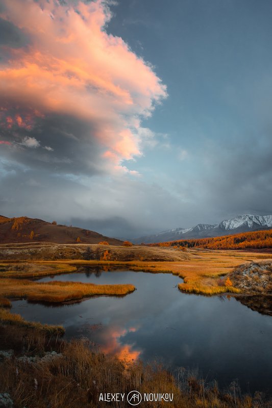 пейзаж, горы, алтай, осень, золотая осень, небо, облака Вечерние краскиphoto preview