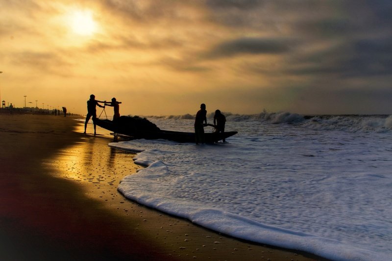 Golden Beach early morning fisherman activities.photo preview
