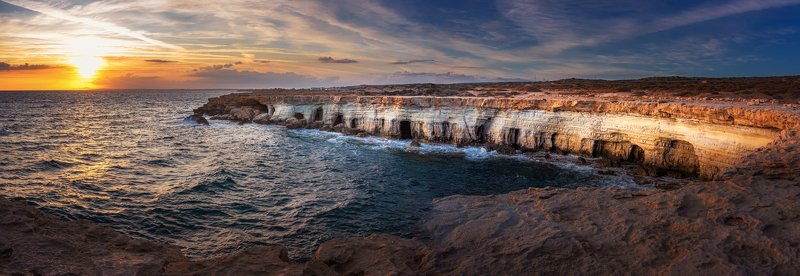 закат, кипр, горы, море, sunset, cyprus, landscape Пещеры Cape Grekophoto preview