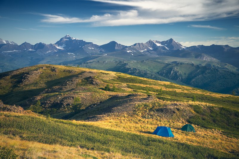 пейзаж, природа, хребет, горы, вершины, белуха, шенелю, катунский, хребет, палатки, ночевка, утро, Алтай, красивая, природа, большой, высокий Ночевка с видом на Шенелюphoto preview