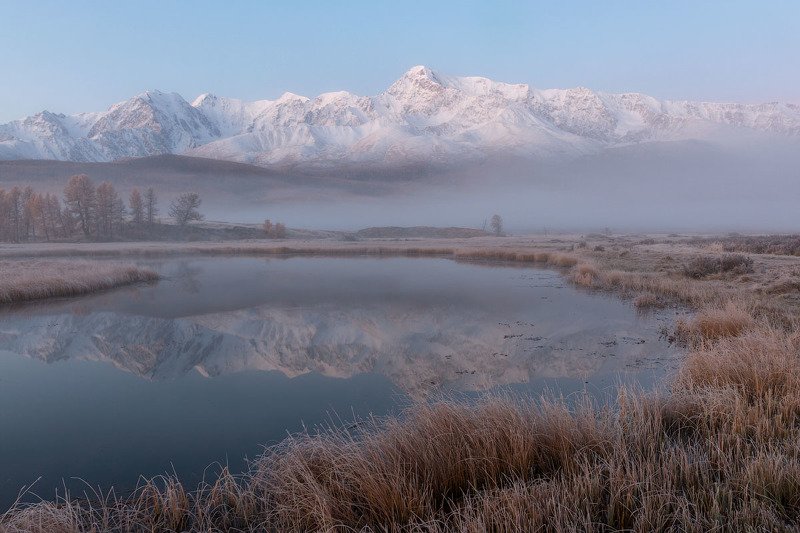 горный алтай, северочуйский хребет, курайская степь, джангысколь Морозное утро фото превью