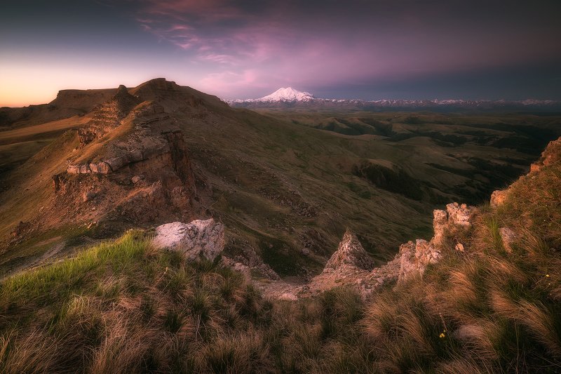 рассвет, горы, эльбрус, бермамыт, карачаево-черкесия, пейзаж Рассвет на плато Бермамытphoto preview