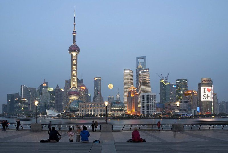 китай, , , шанхай, , , закат, , , набережная, , , бунд, , , вайтань Шанхайphoto preview