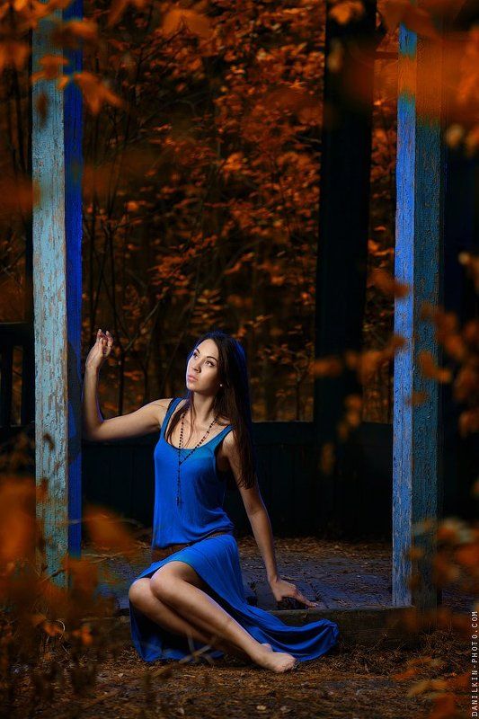 девушка, беседка, платье, синий, речкуновка Лизаphoto preview