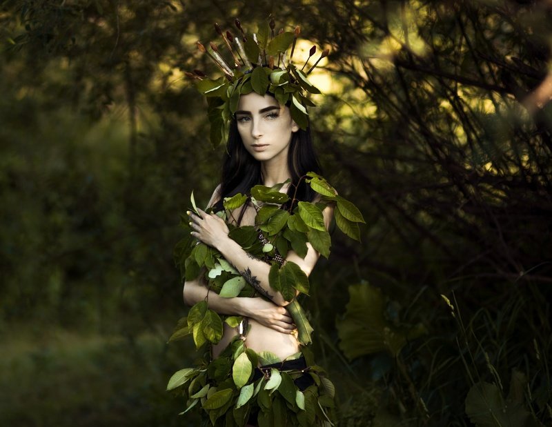девушка, лес, фея, нимфа, зелень, лето Леснаяphoto preview