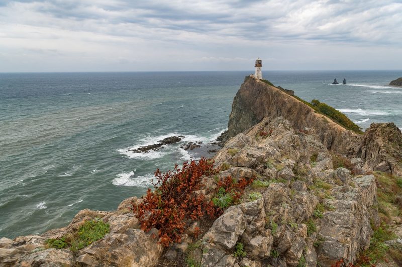 Lighthouse, Sea, Rock - Object, Coastline, Cliff, Nature, Landscape, Scenics, Wave, Pacific Ocean, Beach, Outdoors, Famous Place, Sky, Water, California, Water\'s Edge, No People Маяк Рудныйphoto preview