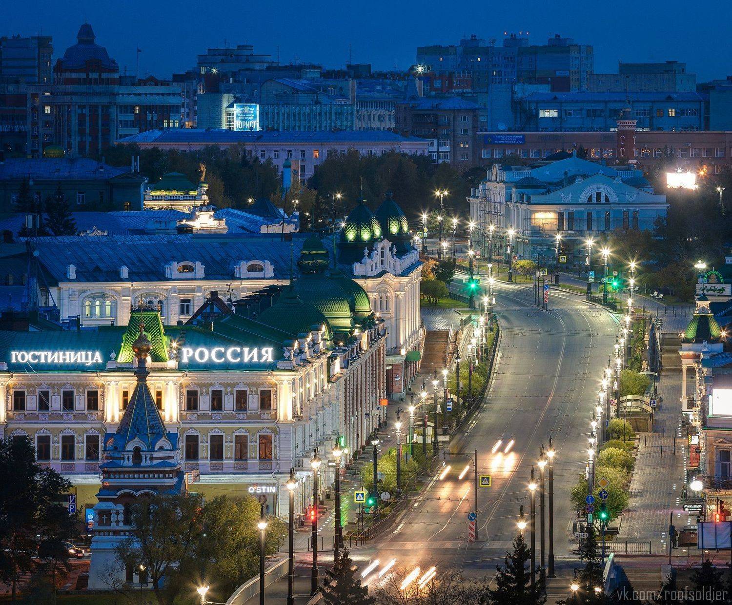 Омск, Россия, город, архитектура, крыша, пейзаж, ночь, Голубев Алексей
