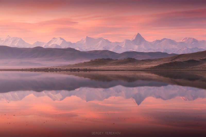 казахстан, тянь-шань,фото казахстана, пейзажи казахстана, тузколь, хан-тенгри, пик победа, отражение, фототуры казахстан, Пик Хан-Тенгри в отражение озера Тузколь. Нижний правый угол Казахстана.photo preview