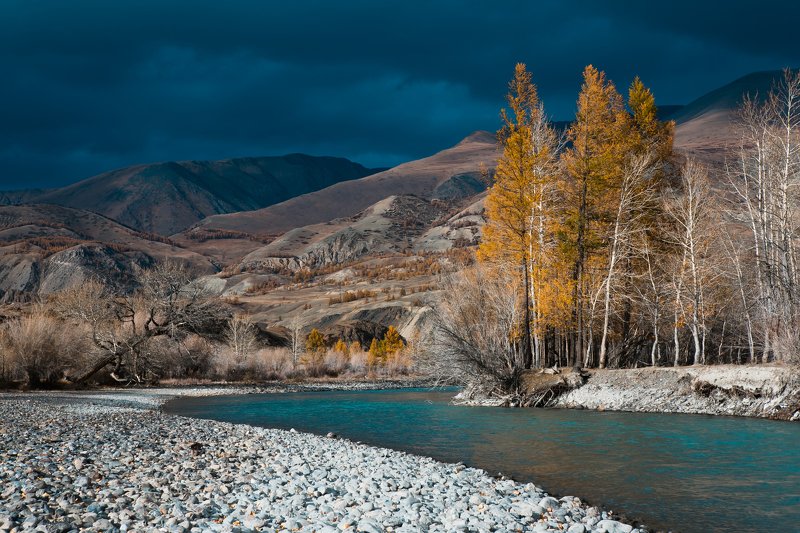 алтай, осень, река, горы, пейзаж, Холодный деньphoto preview