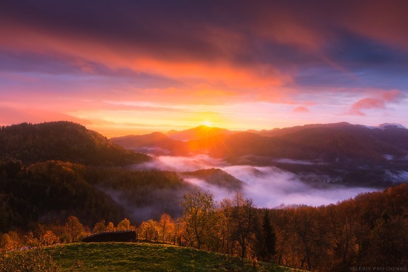 slovenia, sunrise, landscape, словения, природа, пейзаж, утро Утро в горахphoto preview