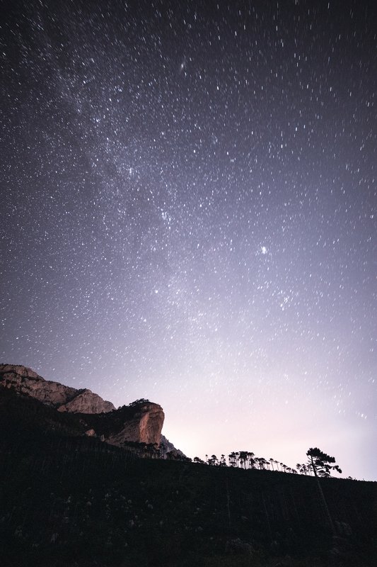 ночной пейзаж, горы, звёзды, млечный путь, лес, Crimea, Крым, Шаан-Кая, night, mountains, stars, milky way, forest Ночной пейзажphoto preview