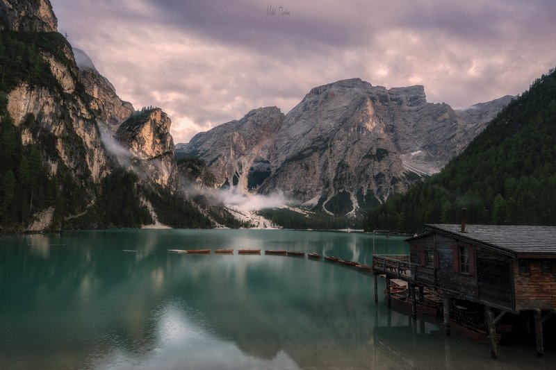 @landscape @mountains @sunrise @dolomites @photography @lake Lago di Braiesphoto preview
