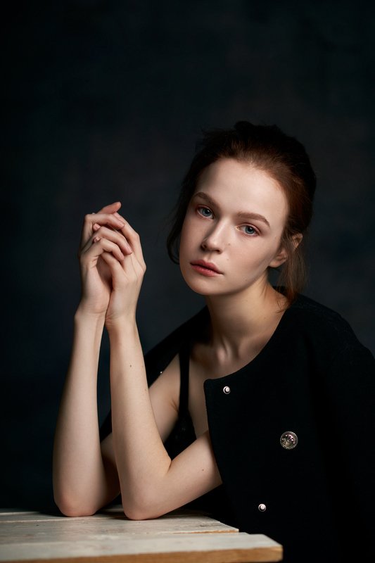 portrait, girl, lowkey, black, beautiful, pretty, eyes, lips Аняphoto preview