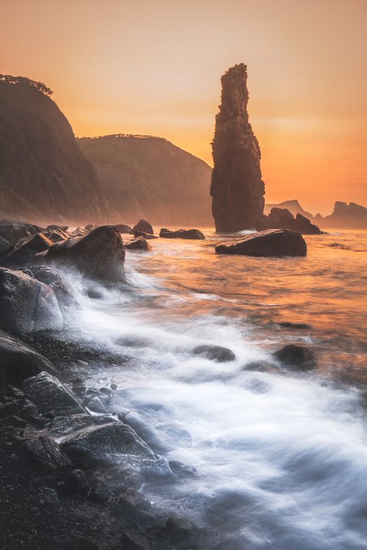 пейзаж море кекура скала landscape sunset sunrise рассвет закат Гигант, творящий историюphoto preview