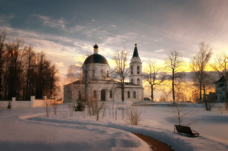 подмосковье, храм, зима, вечер, закат, церковь В тиши у храмаphoto preview