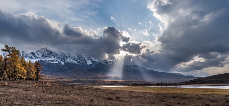горы, алтай, горный алтай, ник васильев, красота, вода, озеро джангысколь, солнце, лучи, панорама, вечер, закат, урочище ештыкёль, северо-чуйский хребет Вечер на Джангысколе.photo preview