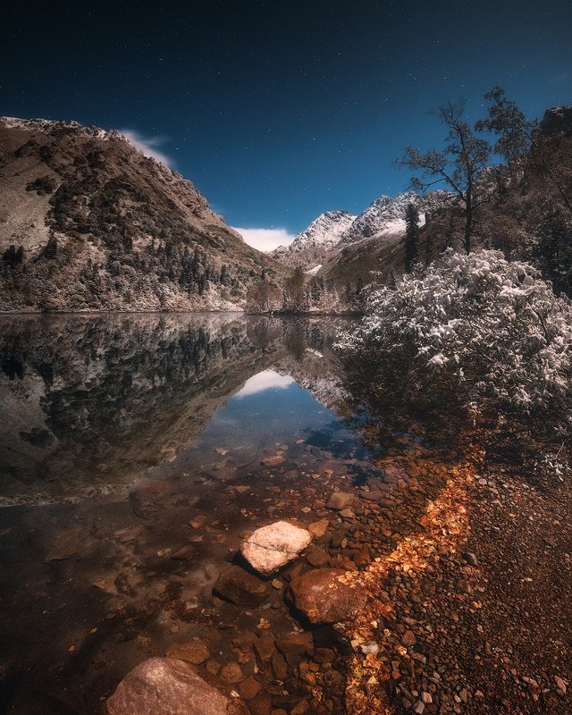 ночь, горное озеро, отражение, пейзаж, кавказ, кардывач Заповедная ночьphoto preview