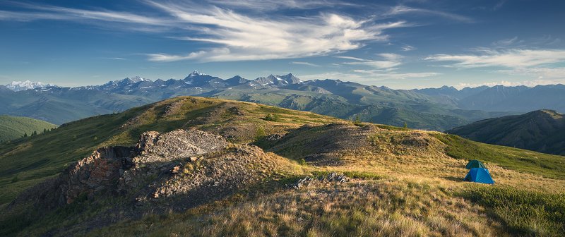 пейзаж, природа, хребет, горы, вершины, белуха, шенелю, катунский, хребет, палатки, ночевка, утро, алтай, красивая, природа, большой, высокий, панорама, белуха Ночевка с видом на Катунский хребетphoto preview