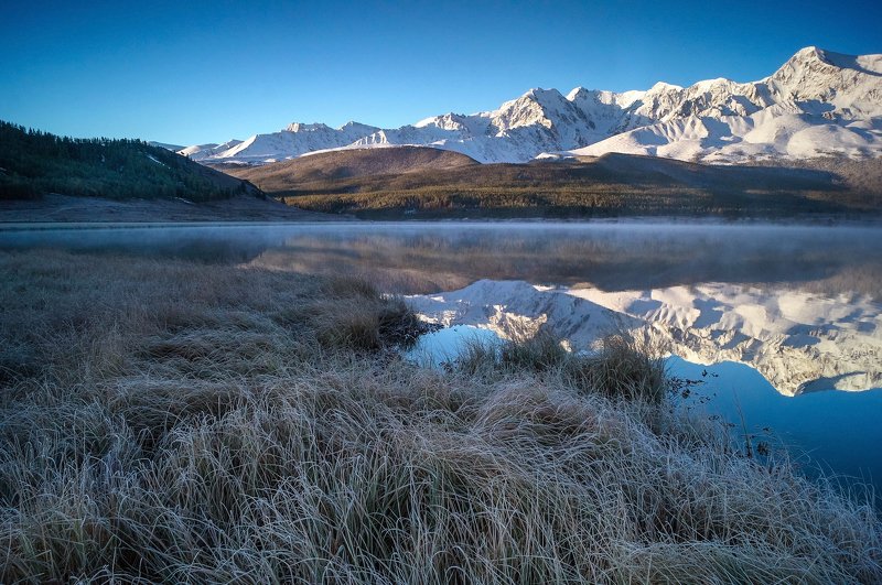 природа  алтай  горы пейзаж путешествие осень тени северо-чуйский хребет отражение озеро джангысколь Одним морозным утром...photo preview
