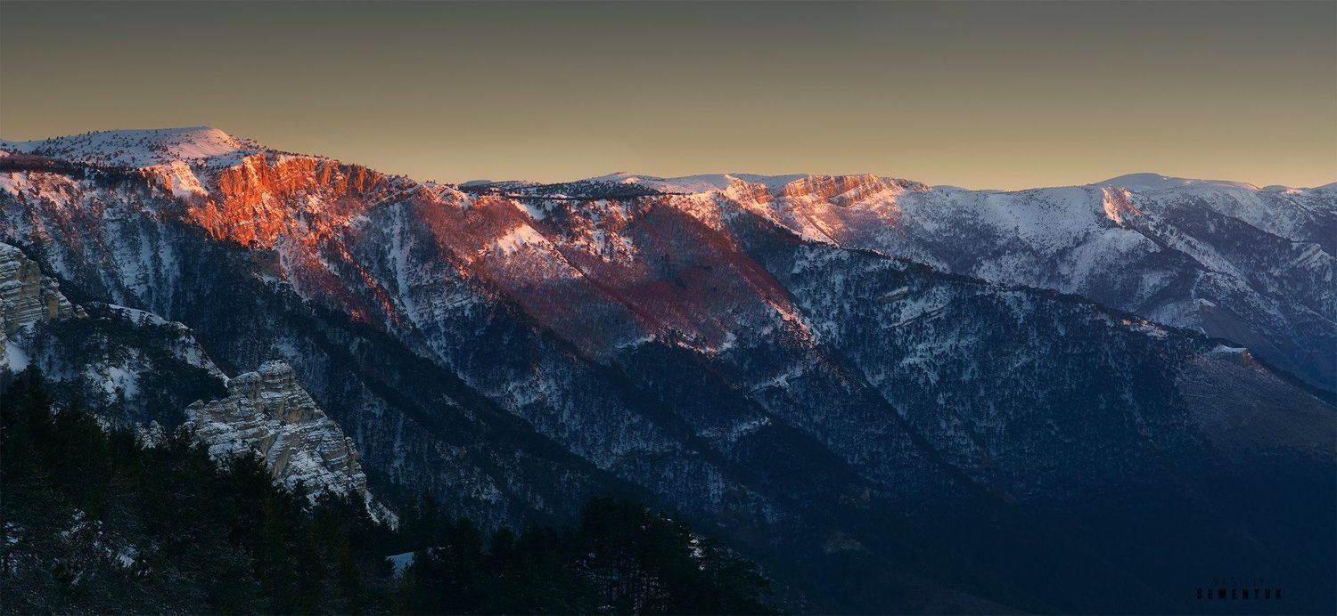 крым, ай-петри, ялта, весна, рассвет, панорама., Семенюк Василий
