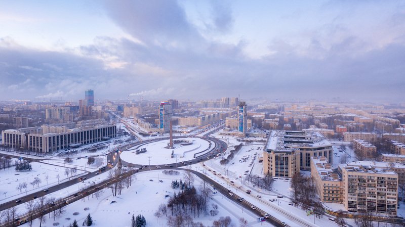 аэросъемка, спб, санкт-петербург, зима, снег Площадь победы в первый день зимыphoto preview
