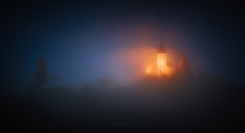 словения, осень, туман, пейзаж, Мистическая ночь...photo preview