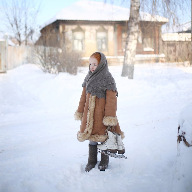 ретро, коньки, речка, утки, зимняя история, зима, снег, катание на коньках,  Покатались...photo preview