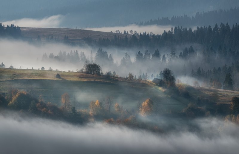 карпаты, изки, туман, деревня Утро а Изкахphoto preview