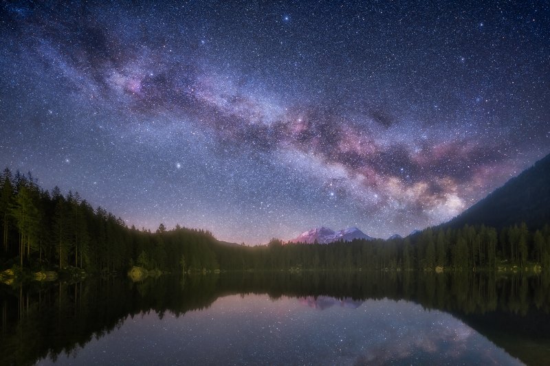 Bavaria, Berchtesgaden, Cloudless Night, Forest, Galaxy, germany, Hintersee, lake, Milky Way, Mountain Range, mountains, Night, Ramsau, Reflections, Rocks, Snow, snow-capped, snow-covered, starred, Starry, Starry Night, Stars, star-sprangled, trees, Water Infinityphoto preview