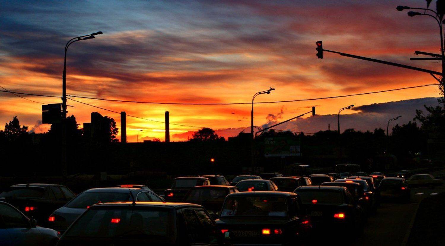 Пробка. Автор: dimmm машины, закат, dimmm