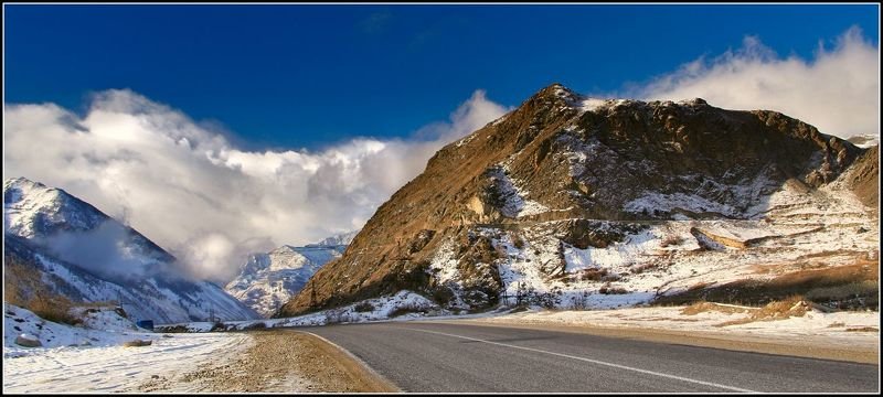 дорога, горы, приэльбрусье Дорога в Баксанском ущельеphoto preview