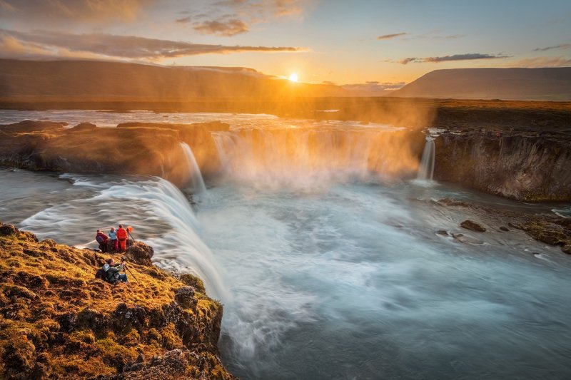 исландия, водопад, годафосс, iceland, waterfall, foss, godafoss, вечер, закат Закат на водопаде Годафоссphoto preview