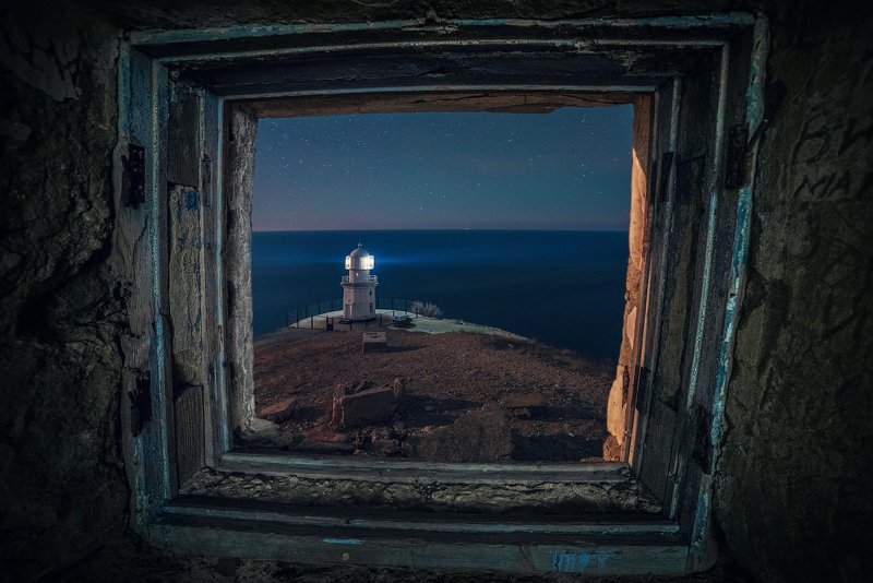 крым, меганом, маяк, ночь, Маяк на мысе Меганомphoto preview