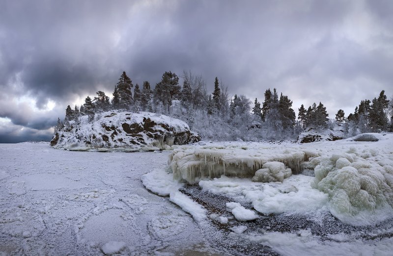 зимняя Ладога, шхеры, Карелия, мороз \