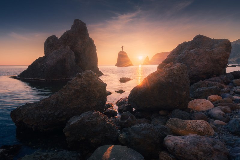 крым, черное море, море, закат, пляж, яшмовый пляж, фиолент, путешествия, путешествие в крым, туризм, отдых в крыму, зима в крыму, туры в крым Закат на Яшмовом пляжеphoto preview