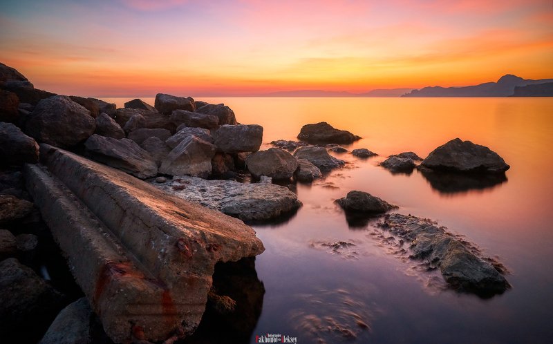 sea, landscape, color, sunset, water, stones, nature, outdoor, orange, red, russia, crimea, море, пейзаж, цвет, закат, камни, природа, россия, крым About stones and the sea ...photo preview