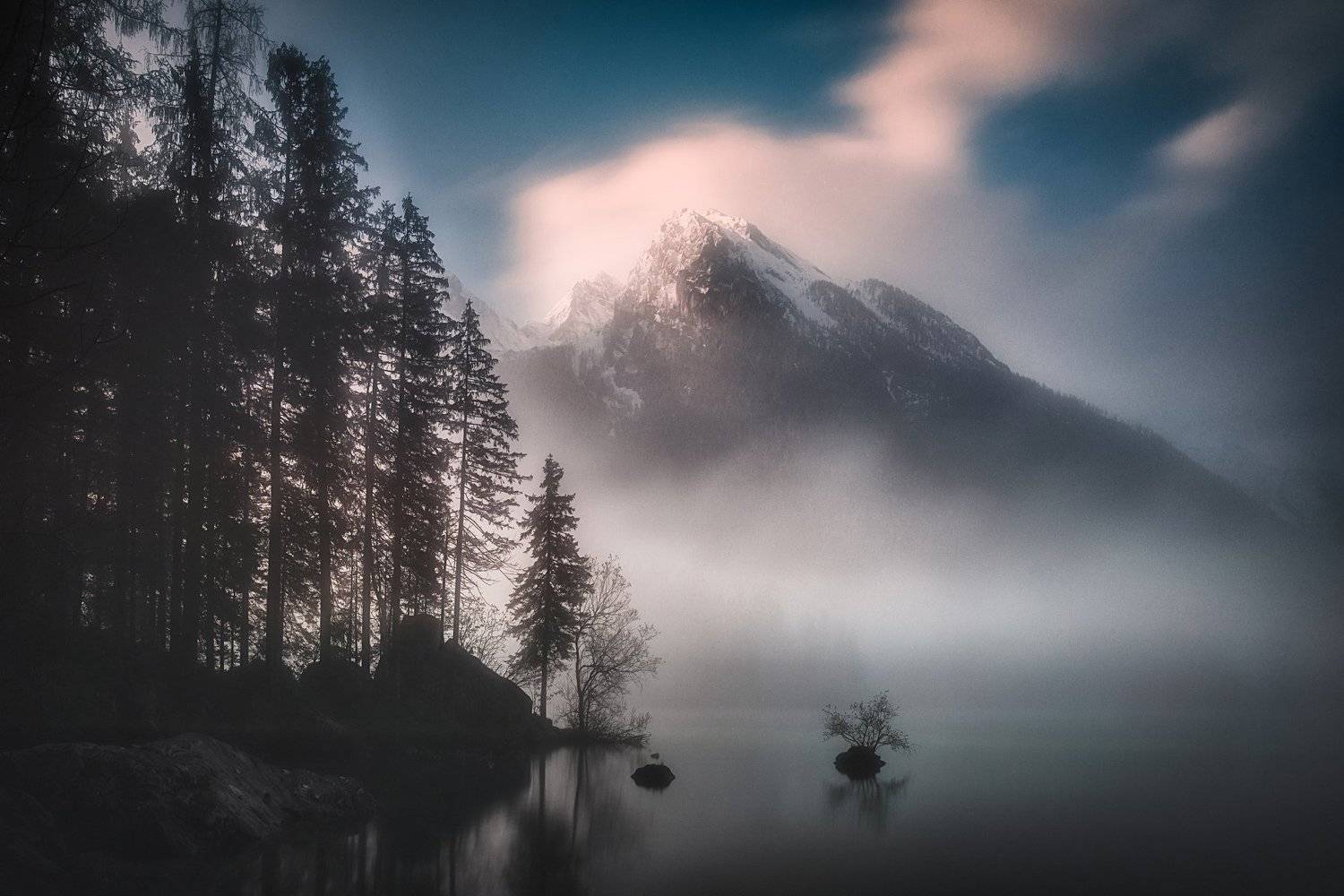 Alpine land. Автор: Olegs Bucis landscape,lake,morning,fog,sunrise,travel,germany,mountains,alps, Olegs Bucis