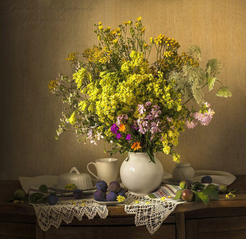 натюрморт с полевыми цветами,лето,букет,цветы,художественное фото,искусство. photo preview